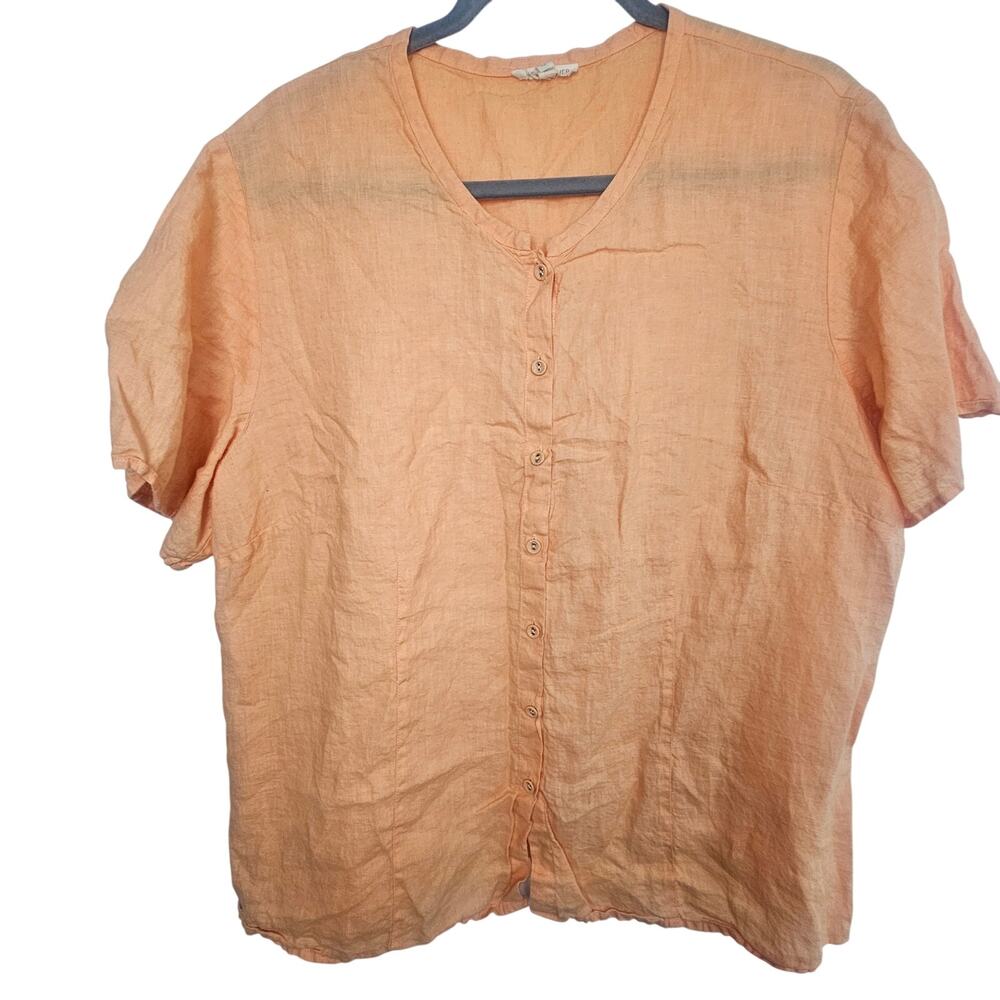 Eileen Fisher Womens Irish Linen Tunic Size 1X Lagenlook Resortwear Coastal Boho